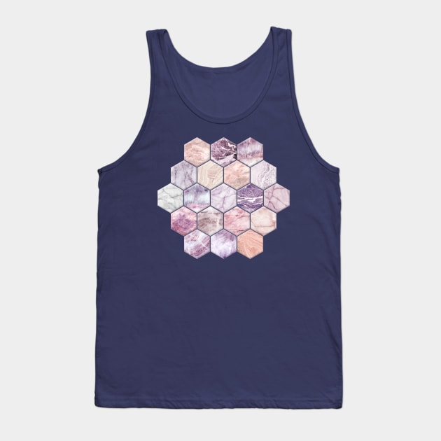 Rose Quartz and Amethyst Stone and Marble Hexagon Tiles Tank Top by micklyn